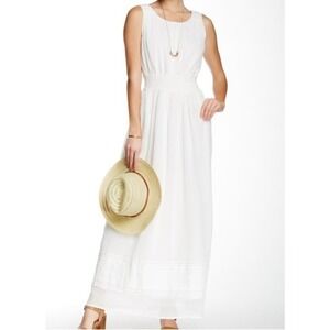 J. McLaughlin white maxi dress, smocking, peasantcore, extra small, prairie